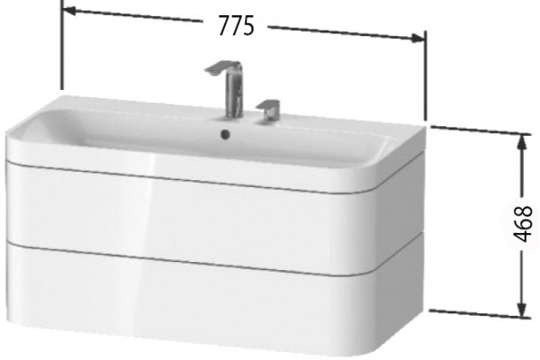 Тумба с раковиной Duravit Happy D.2 Plus 80 белая, подвесная, с ящиками