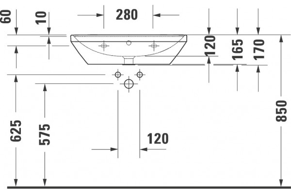 Раковина Duravit D-Neo 2366650000 прямоугольная, цвет белый