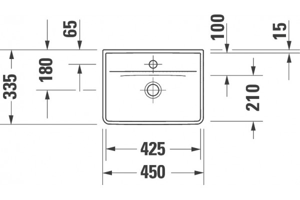 Рукомойник Duravit D-Neo 0738450041 прямоугольная, цвет белый