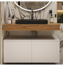 Столешница с раковиной Duravit Happy D.2 Plus, дуб французский, 100, без отверстий + 2 тумбы 50, подвесная, матовая