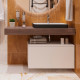 Столешница с раковиной Duravit 120, дуб карпентер, без отверстий, с раковиной Duravit Happy D.2 Plus, 60, белая глянцевая, антрацит матовая
