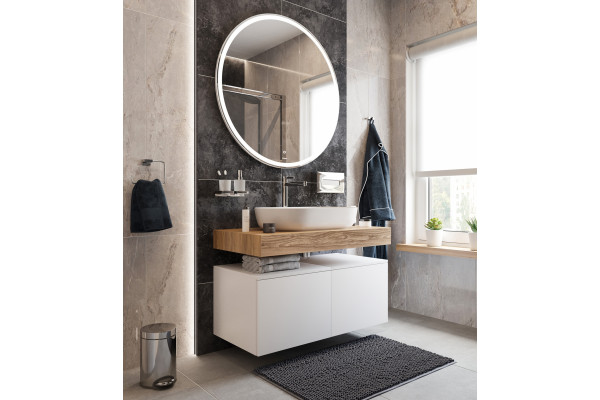Мебель для ванной с раковиной Duravit Luv 60: столешница 100, дуб французский, без отверстий + 2 тумбы 50, подвесная, матовая