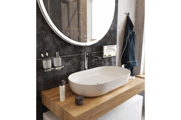 Столешница с раковиной Duravit 100, дуб французский, без отверстий, с раковиной Luv, 60, белая