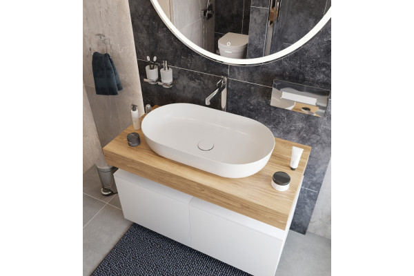 Столешница с раковиной Duravit 100, дуб французский, без отверстий, с раковиной Luv, 60, белая