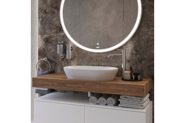 Столешница с раковиной Duravit 120, дуб французский, без отверстий, с раковиной Duravit D-Neo, белая