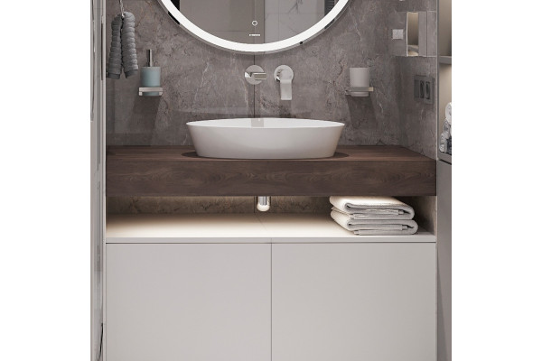 Столешница с раковиной Duravit 100, дуб карпентер, без отверстий, с раковиной Duravit Cape Cod, 50, белая