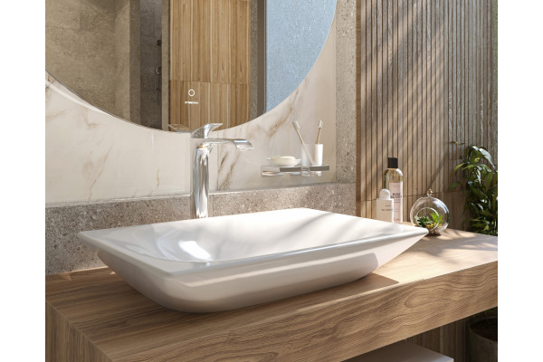 Столешница с раковиной Duravit 120, дуб французский, без отверстий, с раковиной Duravit Viu, 60, белая