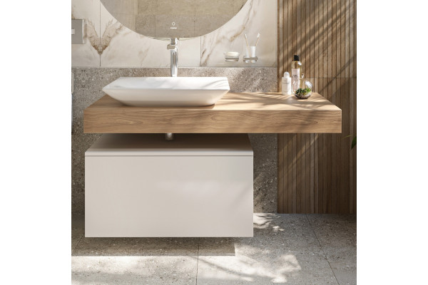 Столешница с раковиной Duravit 120, дуб французский, без отверстий, с раковиной Duravit Viu, 60, белая