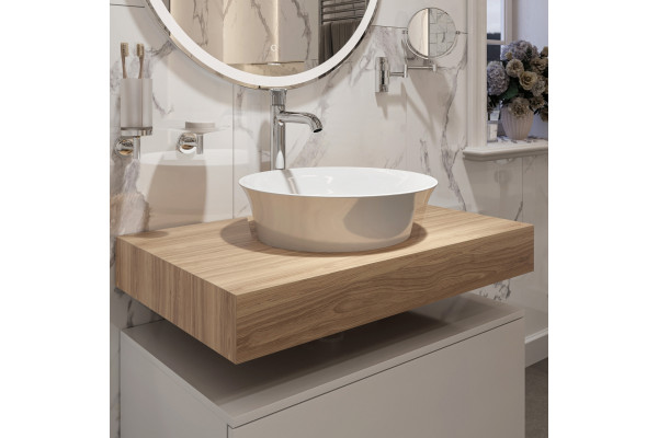 Столешница с раковиной Duravit 80, дуб французский, без отверстий, с раковиной Duravit White Tulip, 43, белая