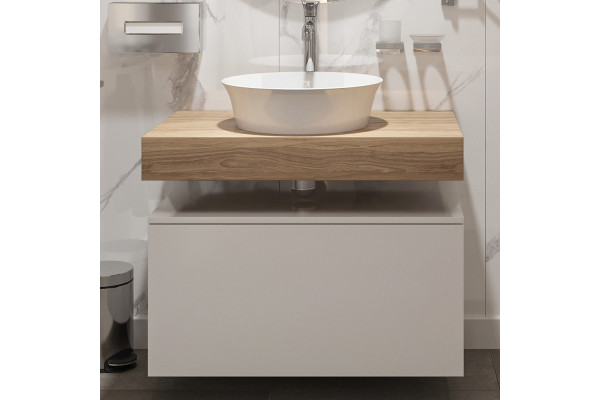 Столешница с раковиной Duravit 80, дуб французский, без отверстий, с раковиной Duravit White Tulip, 43, белая