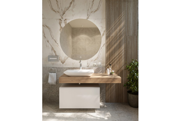 Столешница с раковиной Duravit Viu 60, дуб французский, 120, без отверстий + тумба 80, подвесная, матовая