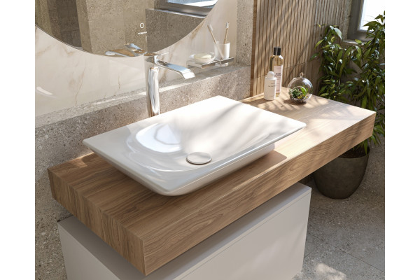 Столешница с раковиной Duravit Viu 60, дуб французский, 120, без отверстий + тумба 80, подвесная, матовая