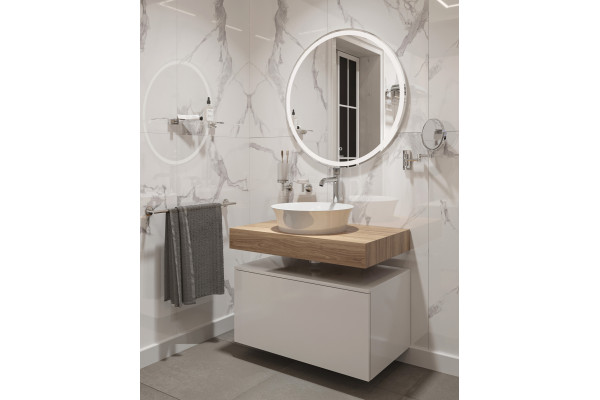Столешница с раковиной Duravit White Tulip 43, дуб французский, 80, без отверстий + тумба 80, подвесная, матовая