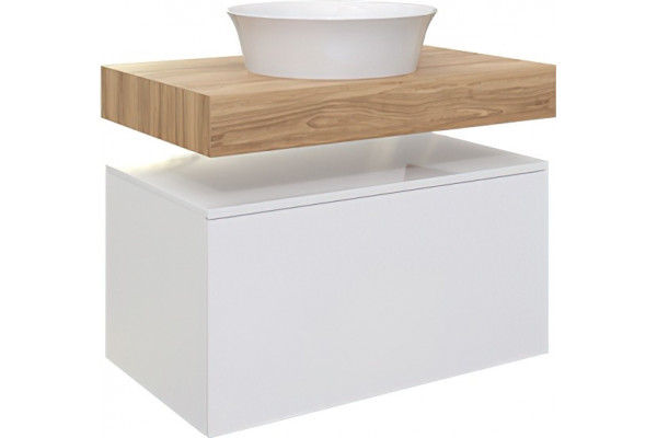Столешница с раковиной Duravit White Tulip 43, дуб французский, 80, без отверстий + тумба 80, подвесная, матовая