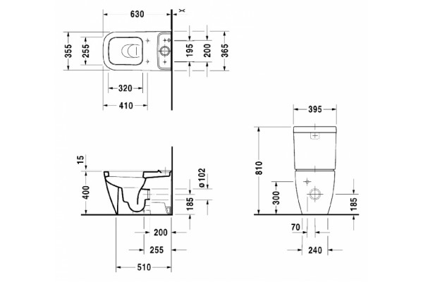 Унитаз напольный Duravit Happy D.2 2134090000 белый, прямоугольный, 36.5x63 см