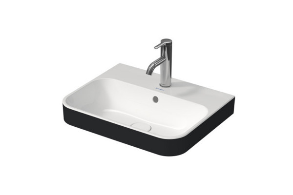 Duravit Happy D.2 Plus Раковина 500х400мм с переливом  1 отв под смес с креплением  выпуск с керам. покрытием цвет Anthracite matt/белый 2360506160