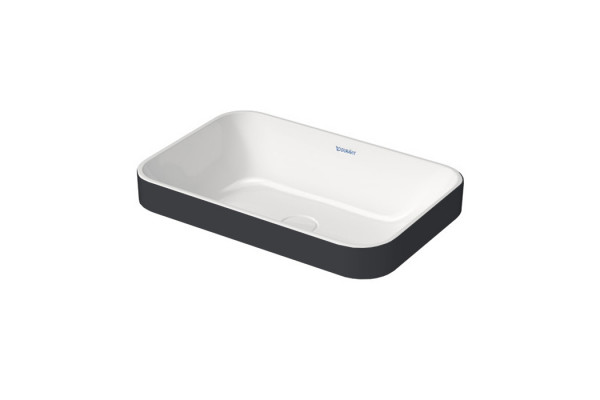 Duravit Happy D.2 Plus Раковина  600х400мм без переливас выпуском с керамической крышкой покр WonderGliss цвет Anthracite matt/белый 23596061001