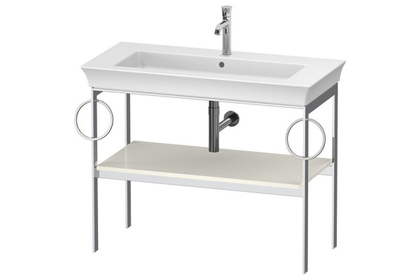 Duravit White Tulip Металлическая консоль 760x984x450 мм напольная 1 дерев.полка 2 п/держ. цвет: Nordic White HighGloss WT4547BH4H4