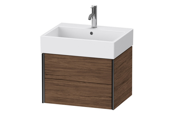 Duravit XViu Тумба подвесная 397x584x454мм для раковины #235060 2 ящика цвет: walnut dark/черный матовый XV43340B221