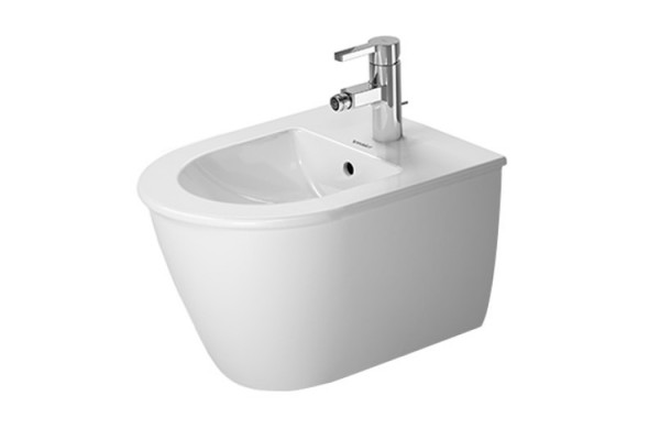 Duravit Darling New Биде подвесное компакт  с перел. с 1 отв под смеситель. вкл. крепление Durafix 365x485мм Цвет: Белый 2256150000
