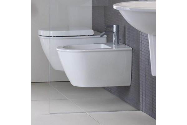 Duravit Darling New Биде подвесное компакт  с перел. с 1 отв под смеситель. вкл. крепление Durafix 365x485мм Цвет: Белый 2256150000