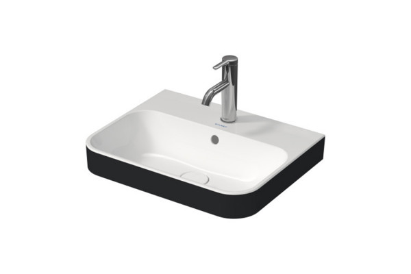 Duravit Happy D.2 Plus Раковина 500х400мм с переливом  1 отв под смес с креплением  выпуск с керам. покрытием покр WonderGliss цвет Anthracite ma 23605061601