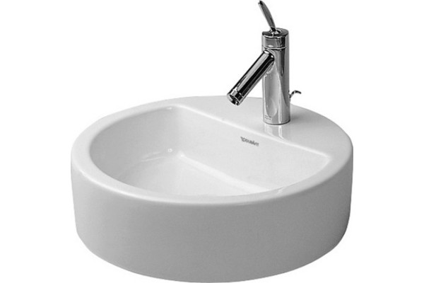Duravit Раковина накладная  круглая 480 мм с 1 отв под смеситель с переливом цвет белый 0446480000