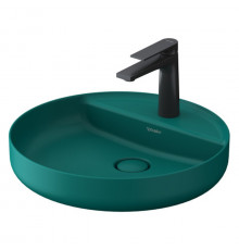 Duravit Vitrium Раковина накладная круглая 460мм из DuroCast UltraResist-композит без перелива с полкой с 1 отв для смес-ля  Цвет аквамарин матовый