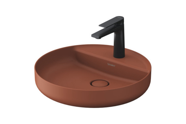 Duravit Vitrium Раковина накладная круглая 460мм из DuroCast UltraResist-композит без перелива с полкой с 1 отв для смес-ля  Цвет матовая корица 266246HC
