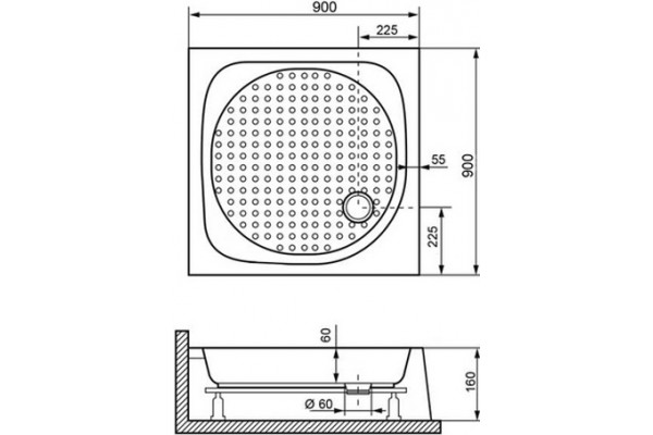 Поддон для душа Dush-ka Lux TN-Z 90x90x16 квадратный, средний