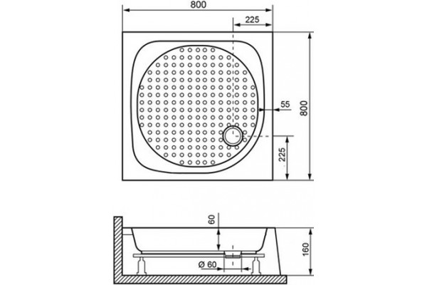 Поддон для душа Dush-ka Lux TN-Z 80x80x16 квадратный, средний