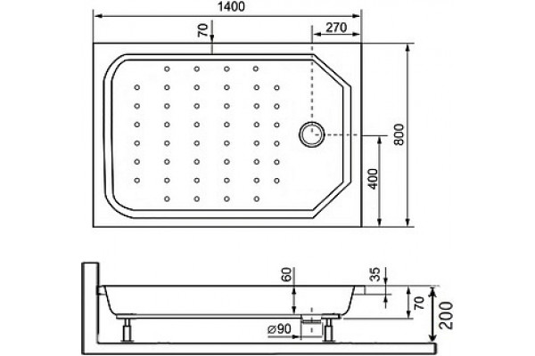 Поддон для душа Dush-ka Style PR 80x140x7,5, прямоугольный, низкий