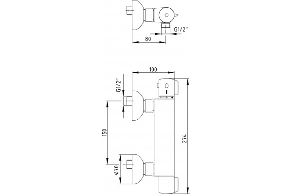 Термостат E.C.A. Thermostatic 102102341 для душа термостат, хром