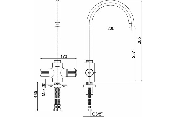 Термостат E.C.A. Thermostatic 102108754EX для кухонной мойки термостат, хром