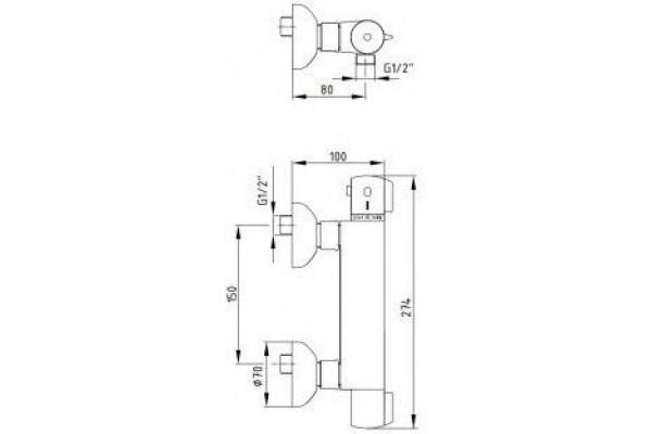 Термостатический смеситель для душа E.C.A Thermostatic 102102341EX