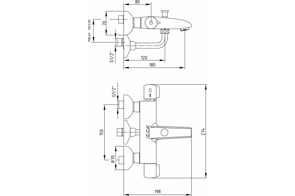 Термостат E.C.A. Thermostatic 102102340 для ванны и душа термостат, хром