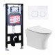 Комплект 3 в 1 инсталляция ESBANO FRAM + Подвесной безободковый унитаз Cerutti Spa Bernina aria CT7191 + кнопка белая в современном стиле
