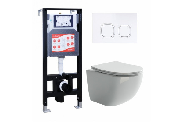 Комплект 3 в 1 инсталляция ESBANO FRAM + Унитаз подвесной Ceramica Nova Forma CN3009 + кнопка белая в современном стиле