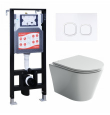 Комплект 3 в 1 инсталляция ESBANO FRAM + Унитаз подвесной Ceramica Nova Forma CN3011 + кнопка белая в современном стиле