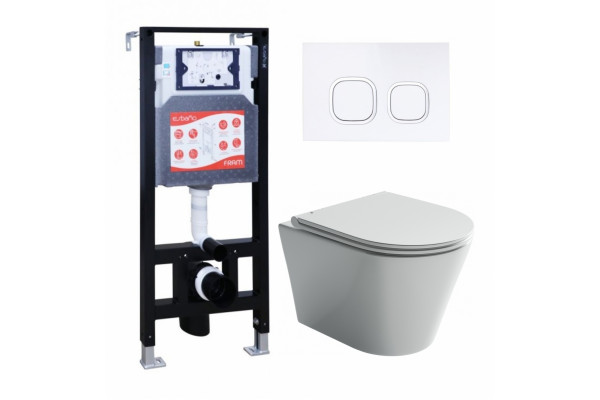 Комплект 3 в 1 инсталляция ESBANO FRAM + Унитаз подвесной Ceramica Nova Forma CN3011 + кнопка белая в современном стиле