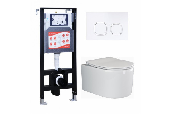 Комплект 3 в 1 инсталляция ESBANO FRAM + Унитаз подвесной Ceramica Nova Moments CN3003 + кнопка белая в современном стиле