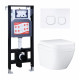 Комплект 3 в 1 инсталляция ESBANO FRAM + Унитаз подвесной Grohe Euro Ceramic 39206000 + кнопка белая в современном стиле