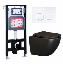 Комплект 3 в 1 инсталляция ESBANO FRAM + Унитаз подвесной Ceramica Nova Metropol CN4002MB + кнопка белая в современном стиле