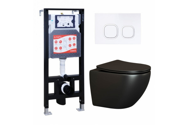 Комплект 3 в 1 инсталляция ESBANO FRAM + Унитаз подвесной Ceramica Nova Metropol CN4002MB + кнопка белая в современном стиле