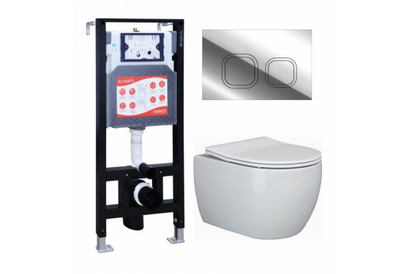 Комплект 3 в 1 инсталляция ESBANO FRAM + Унитаз подвесной Ceramica Nova Play CN3001 + кнопка хром глянцевая в современном стиле