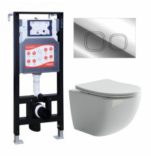 Комплект 3 в 1 инсталляция ESBANO FRAM + Унитаз подвесной Ceramica Nova Forma CN3009 + кнопка хром глянцевая в современном стиле