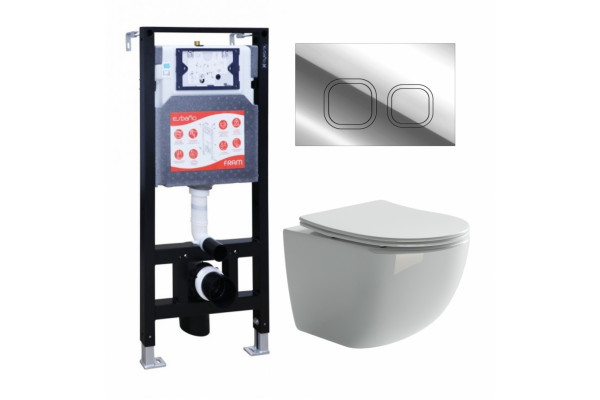 Комплект 3 в 1 инсталляция ESBANO FRAM + Унитаз подвесной Ceramica Nova Forma CN3009 + кнопка хром глянцевая в современном стиле