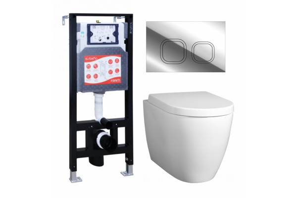 Комплект 3 в 1 инсталляция ESBANO FRAM + Унитаз подвесной BelBagno Marino + кнопка хром глянцевая в современном стиле