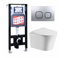Комплект 3 в 1 инсталляция ESBANO FRAM + Подвесной унитаз Cerutti Spa Adige Aria CT7837 + кнопка хром матовая в современном стиле