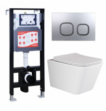 Комплект 3 в 1 инсталляция ESBANO FRAM + Унитаз подвесной Ceramica Nova Metric Rimless CN3007 + кнопка хром матовая в современном стиле